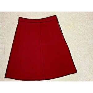 Zara Red Ribbed Knit Thick A-Line Mini Skirt Moto Silver Zipper S